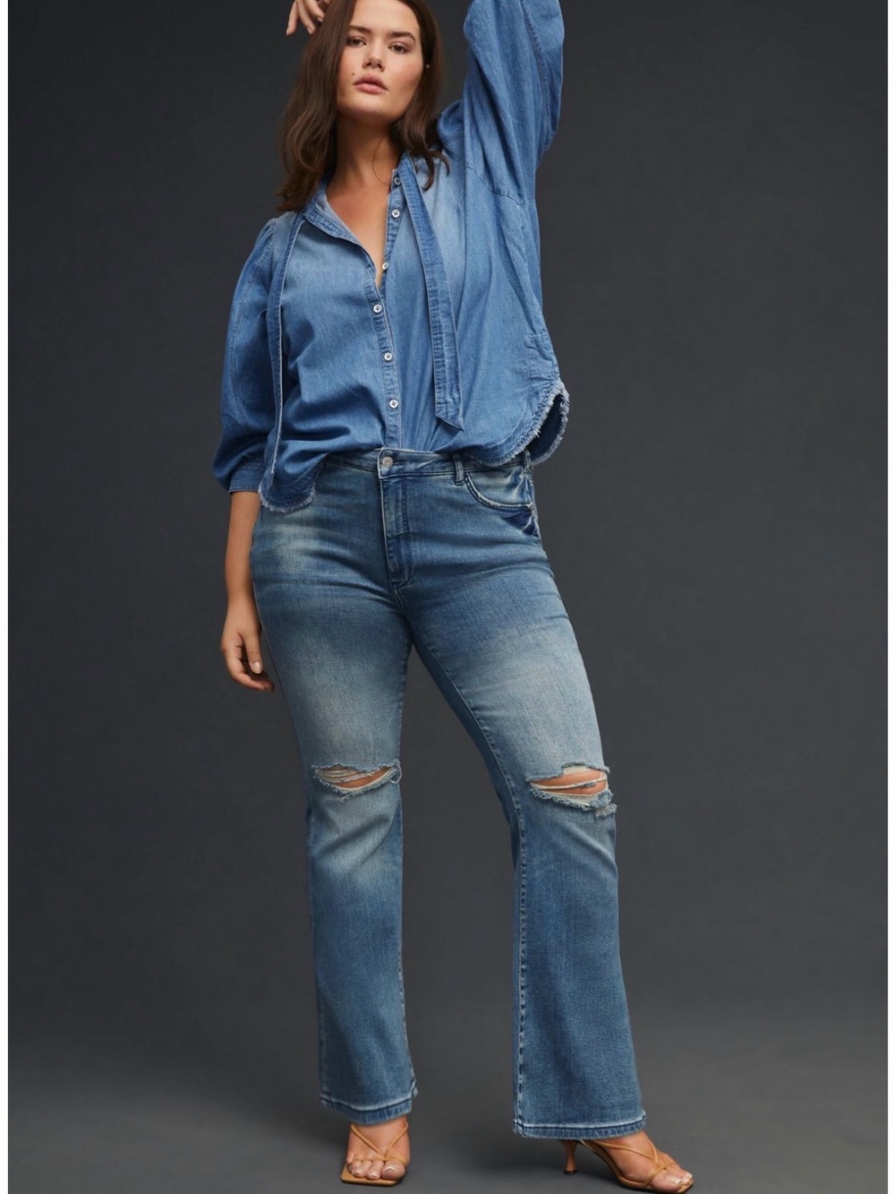 Anthropologie Blue Distressed Flare Jeans